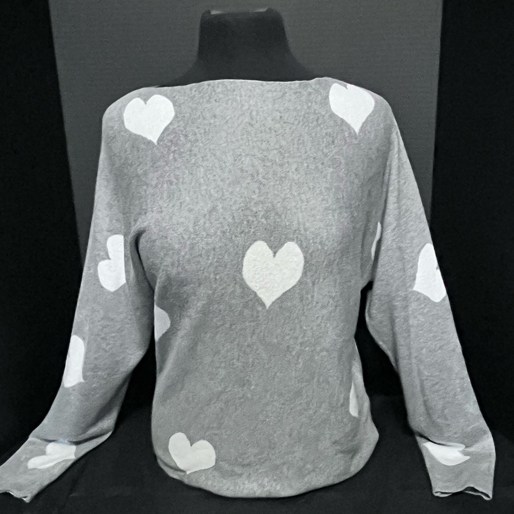3 for $30 belle by belldini  Gray Sweater with White Heart Design
